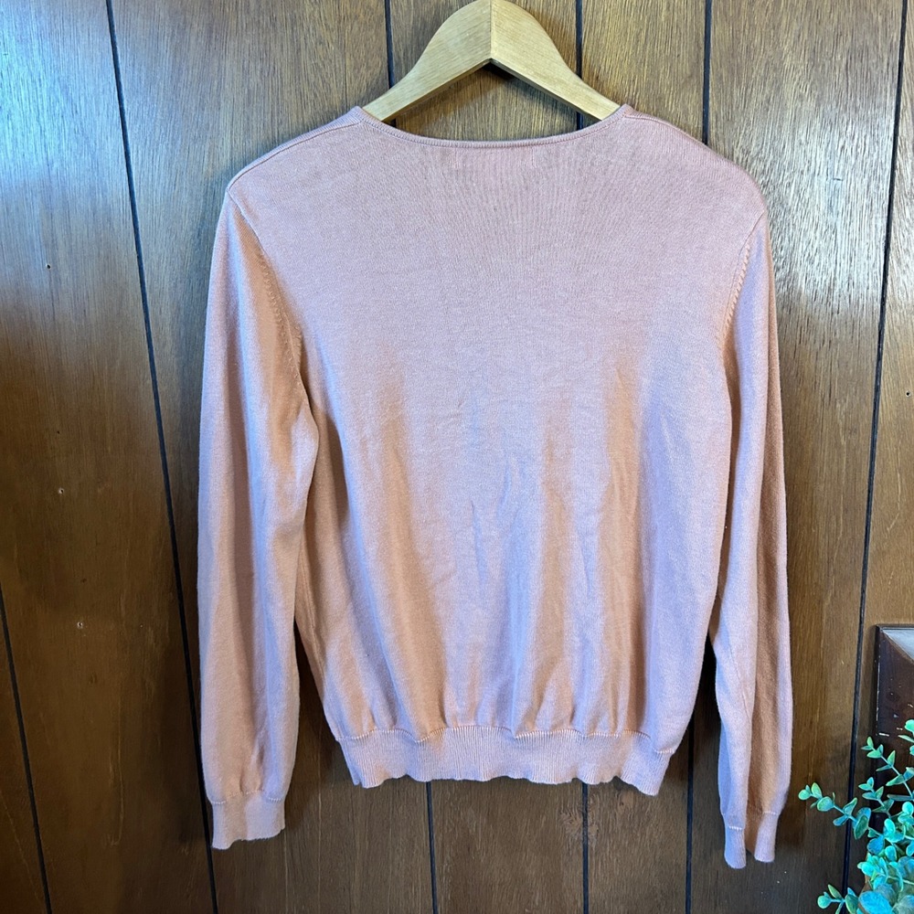 Vintage Casual Corner Cardigan Womens Large Peach Cotton Knit Button Up - Picture 7 of 7